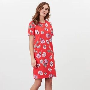 Joules Liberty A Line Red Floral Jersey Dress EUC